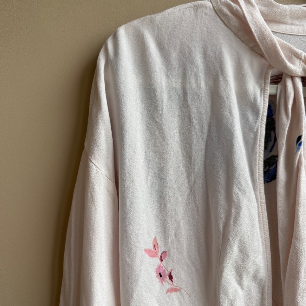 Free People Gemma Watercolor Floral Choker Neck Tunic Mini Dress – Size S - Picture 8 of 11